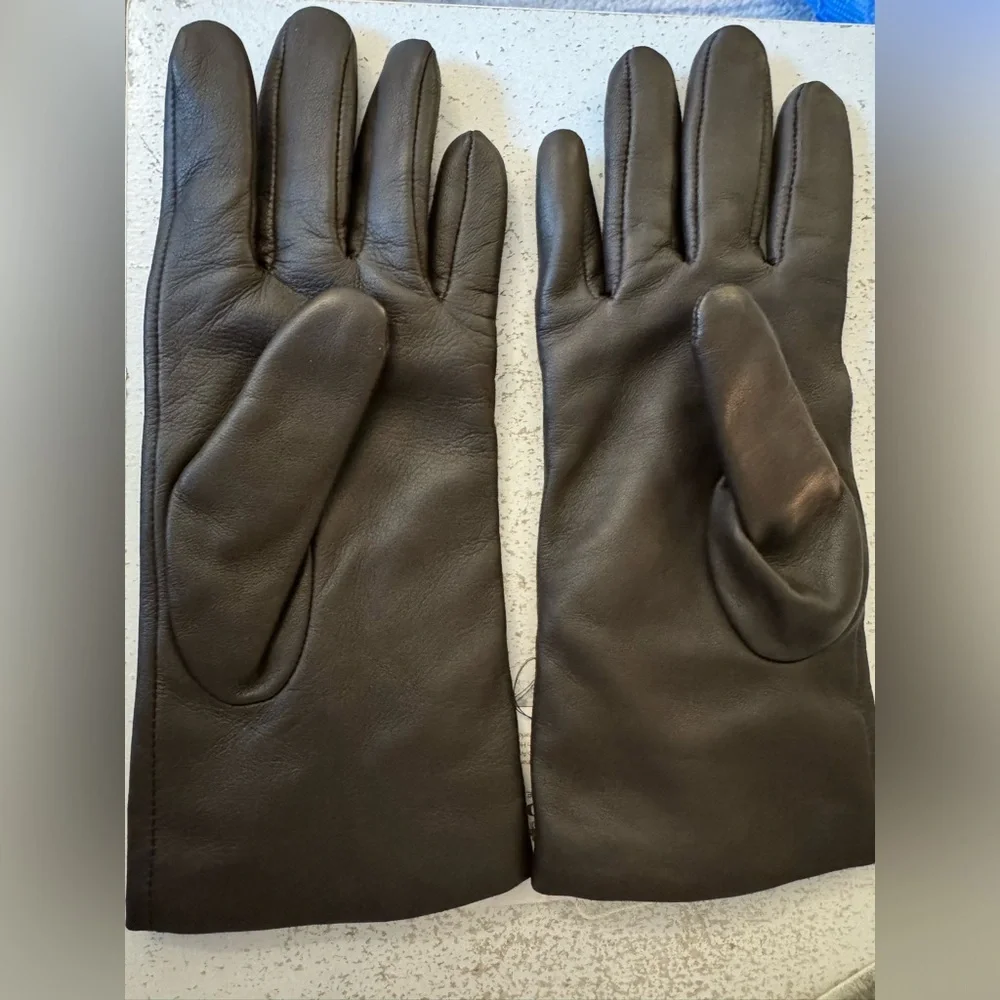 NEW Coach Chocolate Brown Real Leather Gloves Size 6.5 Mahogany